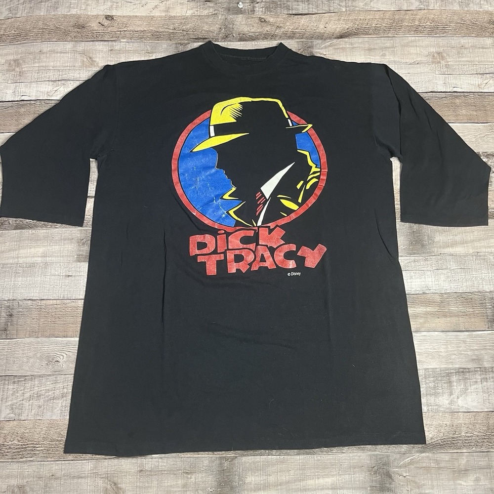 Dick Tracy Shirt Adult One Size Black Vintage Disney Detective Silhouette